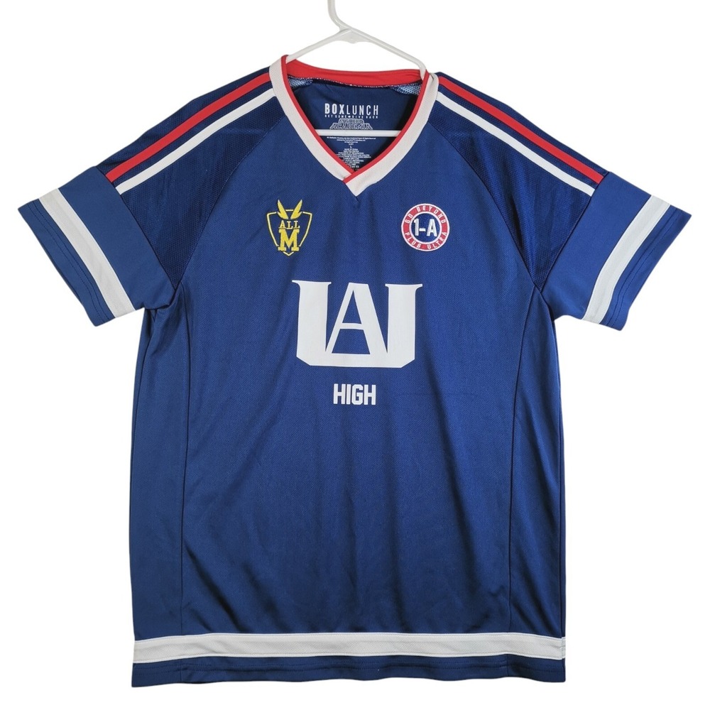 Men's Box Lunch My Hero Academia UA High Soccer Jersey Size L Pit To Pit 23 in